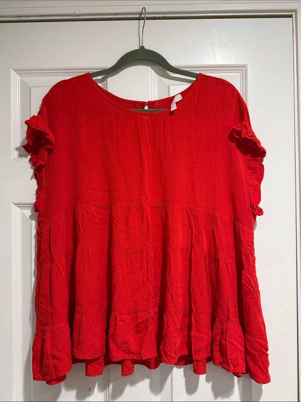 Talulah Women’s Red Ruffled Short-Sleeve Peasant Top